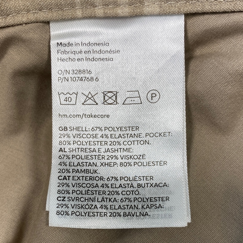 H&M Men's Beige Plaid Skinny Fit Cropped Trousers - NWT - Picture 6 of 10